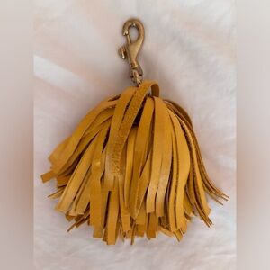 Clare V. Pom Pom Tassel Keychain Mustard Yellow